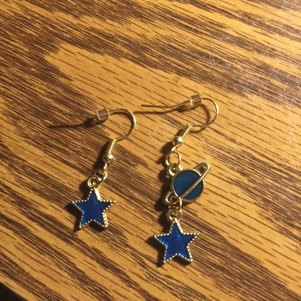 Asymmetric Saturn Space earrings